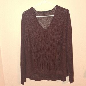 RDI Burgundy V-Neck Knit Sweater Large New